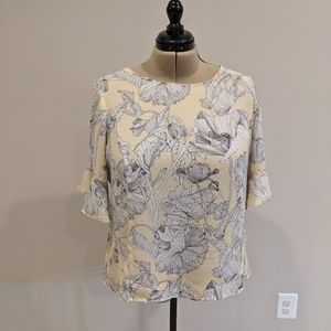 White & Yellow Floral Blouse